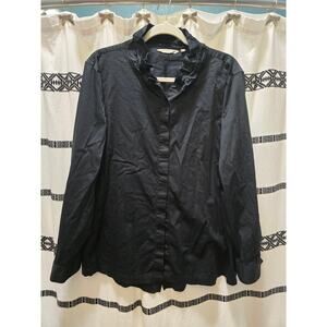 Soft Surroundings plus size black ruffle long sleeve button-down shirt 3X